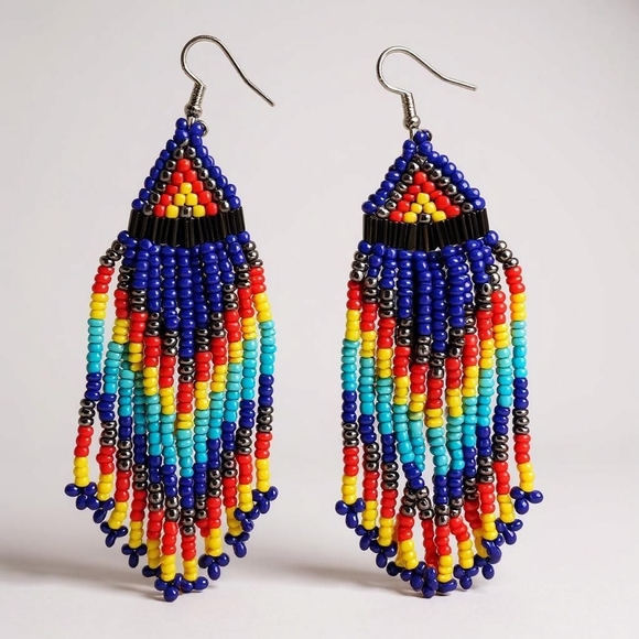 Source Unknown Jewelry - Beaded Southwestern Style Fringe Earrings